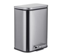 Relaxdays Poubelle 5 L, Protection Anti-Empreintes digitales, Fermeture Douce, pédale, Seau intérieur Amovible, en Acier Inoxydable, argenté