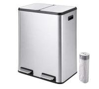 Relaxdays Poubelle 2 compartiments inox