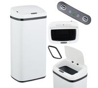 Relaxdays Poubelle automatique blanche à capteur