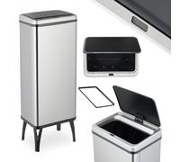 Relaxdays Poubelle automatique inox à capteur 60 litres couvercle électrique argenté
