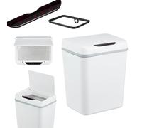 Relaxdays Poubelle Automatique, Salle de Bain, à capteur, 9 L, Couvercle électrique, Support pour Sac, Plastique, Blanc