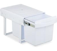Relaxdays Poubelle encastrable pour la Cuisine, 2 bacs de 15 litres chacun, HLP : 34,6 x 34 x 51,8 cm, Blanche