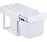Relaxdays Poubelle encastrable pour la Cuisine, 3 bacs, 15 litres et 8 litres, HLP : 34,6 x 34 x 51,8 cm, Blanche