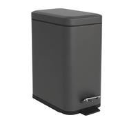 Relaxdays Poubelle de Salle de Bain, 5 l, Seau cosmétique avec Soft-Close, Design Mat, Poubelle à pédale, Gris foncé