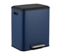 Relaxdays Poubelle de cuisine 2 seaux - 15 l chacun - pédale et couvercle - Bleue