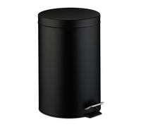 Relaxdays Poubelle de Cuisine, 20 litres, avec Couvercle, Seau intérieur Amovible, pédale de Pied, Design Mat, Poubelle à pédale, Noire, Noir