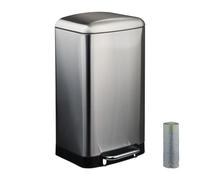Relaxdays Poubelle de Cuisine, 30 litres, empêche Les Traces de Doigts, Seau intérieur Amovible, argentée