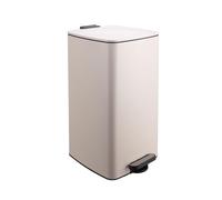 Relaxdays Poubelle de cuisine, 30 L, fermeture douce, seau intérieur amovible, métal mat, poubelle carrée à pédale beige