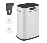 Relaxdays Poubelle de cuisine suspendue Vol. 5 L, conteneur poubelle avec couvercle, plastique, poubelle, HWD : 29 x 21 x 18 cm, blanc