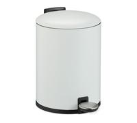 Relaxdays Poubelle de Salle de Bain 3 l - Fermeture amortie - Aspect Mat - Seau intérieur Amovible - Poubelle à pédale - Blanc - 20% Plastique - 80% Fer