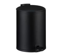 Relaxdays Poubelle de Salle de Bain, 3 L, Fermeture en Douceur, Aspect Mat, Seau Amovible, à pédale, Noire