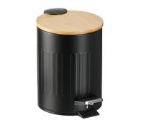 Relaxdays Poubelle de Salle de Bain, 3 litres, mécanisme de Fermeture, Seau intérieur Amovible, Couvercle, Noire