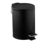 Relaxdays Poubelle de Salle de Bain, 3 litres, Seau intérieur Amovible, mécanisme de Fermeture, avec Couvercle, Noire