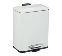Relaxdays Poubelle de Salle de Bain, 5 L, Fermeture en Douceur, Aspect Mat, Seau Amovible, à pédale, Blanche