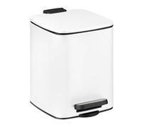 Relaxdays Poubelle de Salle de Bain, 6 litres, avec pédale, Seau intérieur, métal et Plastique, Blanche