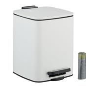Relaxdays Poubelle de salle de bain, 6 litres, blanche | seau intérieur amovible, avec couvercle pratique