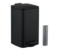 Relaxdays Poubelle de Salle de Bain, 8 litres, Seau intérieur Amovible, avec Couvercle Pratique, Noire