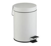 Relaxdays Poubelle de Salle de Bain, métallique, 3 litres, Seau intérieur Amovible, avec Couvercle, Blanche