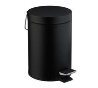 Relaxdays Poubelle de Salle de Bain, métallique, 3 litres, Seau intérieur Amovible, avec Couvercle, Noire