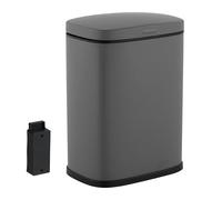 Relaxdays Poubelle de Salle de Bain, Montage Mural, 3 l, système d'abaissement Automatique, Seau intérieur, en métal, Angulaire, Grise