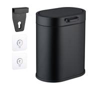 Relaxdays Poubelle de Salle de Bain, Montage Mural, 5 litres, à Suspendre ou Coller, Seau intérieur, Noire