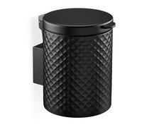 Relaxdays Poubelle de Salle de Bain Murale, Ronde, 5 litres, mécanisme de Fermeture, Seau intérieur, métal, Noire