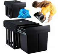 relaxdays Poubelle encastrable 2x15 L noir