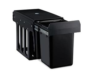 Relaxdays Poubelle encastrable coulissante, 2 bacs, système de trie pour Le sous-évier, 2x8 l, 35,5 x 25 x 47 cm, Noir