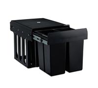 Relaxdays poubelle encastrable coulissante, 4 bacs, système de tri pour le sous-évier, 4x 8 l, 35,1 x 34,3 x 48 cm, noir