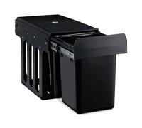 Relaxdays poubelle encastrable coulissante, 2 bacs, système de trie pour le sous-évier, 2x8 l, 35,5 x 25 x 47 cm, noir