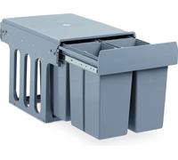Poubelle montée de cuisine, Extracteur, système tri des déchet, plastique, 4x 8 l, HLP: 35 x 34 x 48 cm, gris