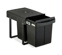 Relaxdays Poubelle encastrable, 2 Compartiments, 2 x 20 l, H x l x P : 41,3 x 34 x 51,8 cm, Extensible, système de déchets sous Meuble, Noire