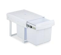 Relaxdays Poubelle encastrable pour la Cuisine, 2 bacs de 15 litres chacun, HLP : 34,6 x 34 x 51,8 cm, Blanche