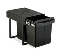 Relaxdays Poubelle encastrable, 2 Compartiments, 2 x 20 l, H x l x P : 41,3 x 34 x 51,8 cm, Extensible, système de déchets sous Meuble, Noire