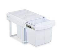 Relaxdays Poubelle encastrable pour la Cuisine, 3 bacs, 15 litres et 8 litres, HLP : 34,6 x 34 x 51,8 cm, Blanche