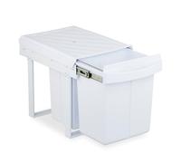 Relaxdays Poubelle encastrable pour la Cuisine, 3 bacs, 20 litres et 10 litres, HLP : 41,3 x 34 x 51,8 cm, Blanche
