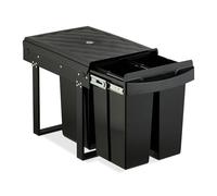Relaxdays Poubelle encastrable pour la Cuisine, 3 bacs, 20 litres et 10 litres, HLP : 41,3 x 34 x 51,8 cm, Noire