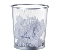 Relaxdays Poubelle métal maille Corbeille à papier bureau chambre treillis métallique 26 cm Ø, hauteur 27,5 cm, argenté