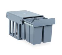 Poubelle montée de cuisine, Extracteur, système tri des déchet, plastique, 4x 8 l, HLP: 35 x 34 x 48 cm, gris