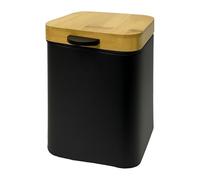 Relaxdays Poubelle Murale cosmétique 3 L avec Fermeture Douce, Seau intérieur, métal, Noir/Nature, 25x16.5x16.5 cm
