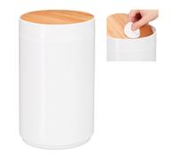 relaxdays Seau à cosmétique avec couvercle pivotant en bambou
