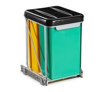 Relaxdays Poubelle sous évier coulissante, encastrable, tri sélectif, bacs 8 L, couvercle, 39,5x30x25,5 cm, noir