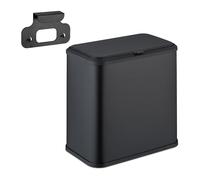 Relaxdays Poubelle Suspendue, 5 litres, pour Salle de Bain et Cuisine, Seau Amovible, métal et Plastique, Noire