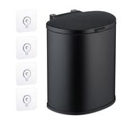 Relaxdays Poubelle Suspendue, 9 litres, mécanisme de Fermeture, Seau Amovible, Montage Mural, Noire