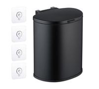 Relaxdays Poubelle Suspendue, 9 litres, mécanisme de Fermeture, Seau Amovible, Montage Mural, Noire