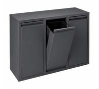 Relaxdays Poubelle, système de tri des déchets 3x10L, pliable, anthracite | 3 seaux intérieurs, pour la cuisine, en fer, H x l x P : 49 x 25 x 65 cm