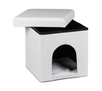 relaxdays Pouf avec box pour chien blanc 38,0 x 38,0 x 38,0 cm