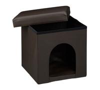 relaxdays Pouf avec box pour chien marron 38,0 x 38,0 x 38,0 cm