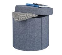 relaxdays Pouf avec espace de rangement taille M ronde