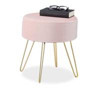 Relaxdays Pouf coiffeuse avec pieds en métal rose